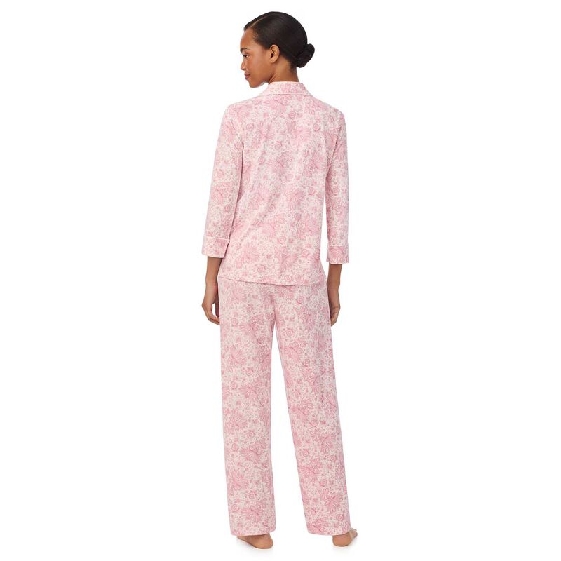 Lauren Ralph Lauren Cotton Knit 3/4 Sleeve Notch Collar Pajama Set image number 7